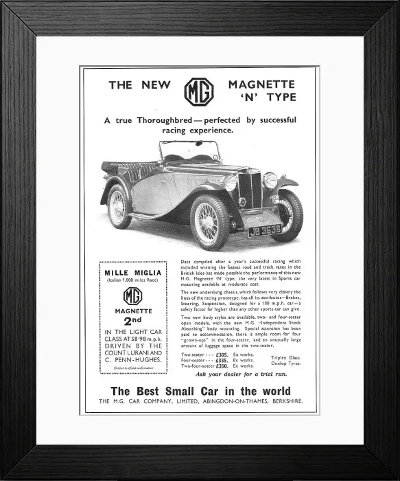 Framed Print : The 1934 MG Magnette N Type Framed Print : The 1934 MG Magnette N Type