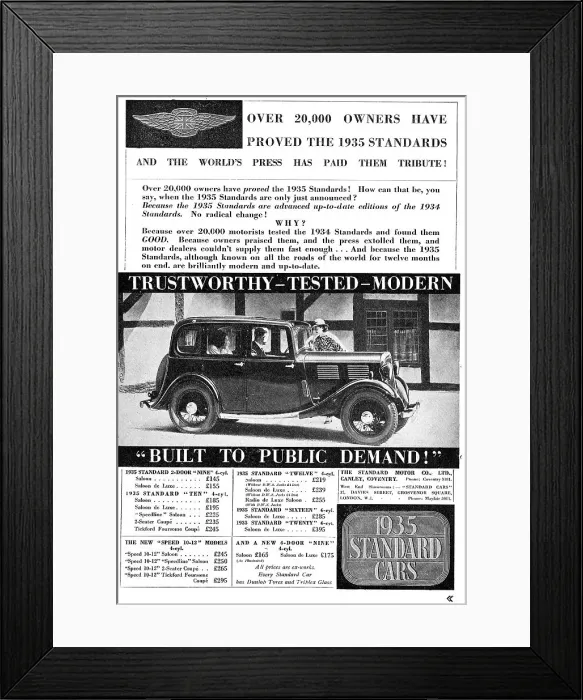 Framed Print : The 1934 Standard 2-Door Nine Framed Print : The 1934 Standard 2-Door Nine