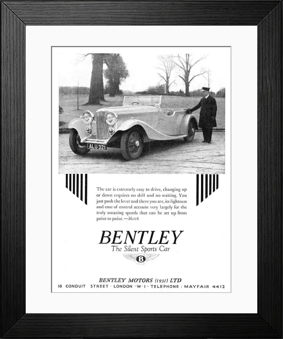 Framed Print : Bentley Motor Car ALU 321 - 1934 Framed Print : Bentley Motor Car ALU 321 - 1934