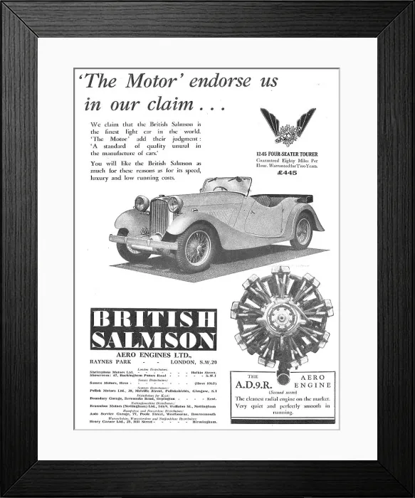 Framed Print : British Salmson 12-65 Four Seater Tourer Framed Print : British Salmson 12-65 Four Seater Tourer