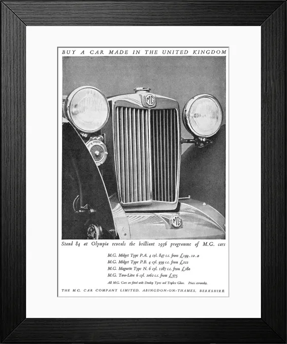 Framed Print : MG Cars For 1936 Framed Print : MG Cars For 1936