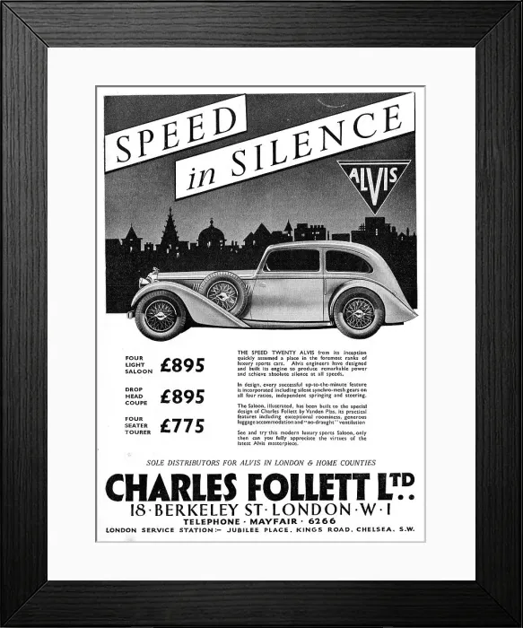 Framed Print : Charles Follett - Alvis Speed Twenty Framed Print : Charles Follett - Alvis Speed Twenty