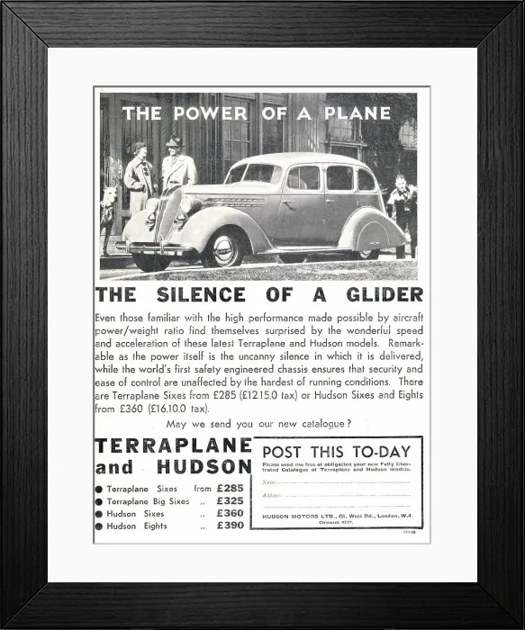 Framed Print : Hudson Motors - Terraplane & Hudson. Hudson Six Framed Print : Hudson Motors - Terraplane & Hudson. Hudson Six