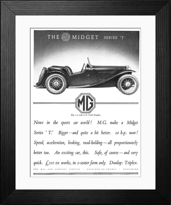 Framed Print : The M.G.Car Company - M.G.MIdget Series T 1936 Framed Print : The M.G.Car Company - M.G.MIdget Series T 1936