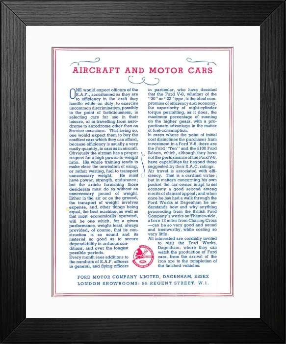 Framed Print : Ford Motor Company - Aircraft & Motor Cars Framed Print : Ford Motor Company - Aircraft & Motor Cars