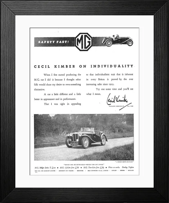 Framed Print : 1938 MG Motor Cars Framed Print : 1938 MG Motor Cars