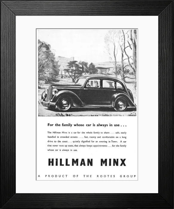 Framed Print : 1946 Hillman Minx Advert Framed Print : 1946 Hillman Minx Advert