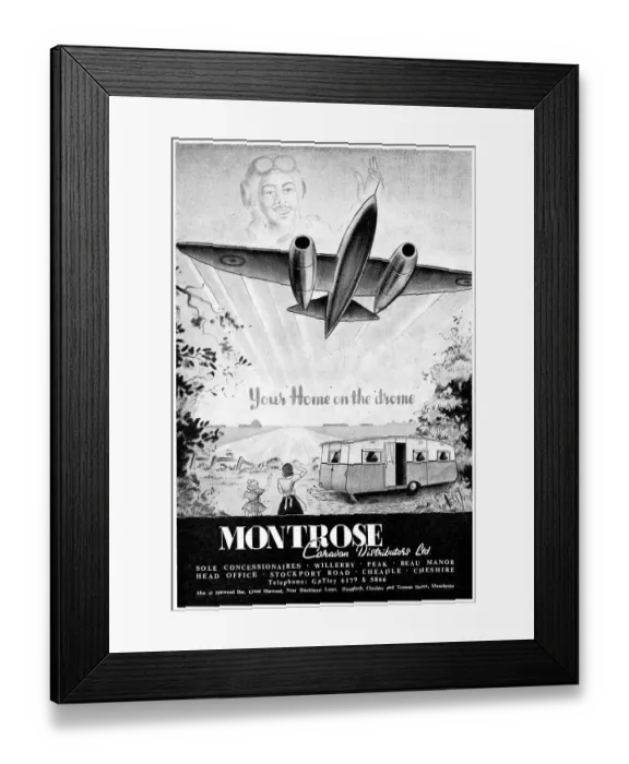 Framed Print : Montrose Caravans 1952. Your Home On The Drome