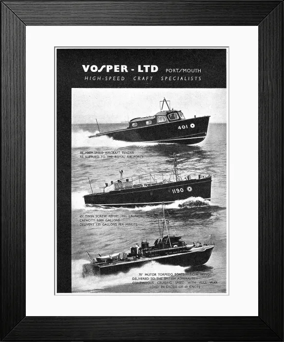 Framed Print : Vosper Aircraft Tenders & Refuelling Launches : RAF Framed Print : Vosper Aircraft Tenders & Refuelling Launches : RAF