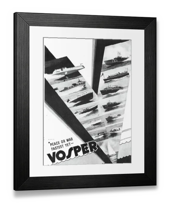 Framed Print : Vosper. Peace Or War Fastest Yet Framed Print : Vosper. Peace Or War Fastest Yet