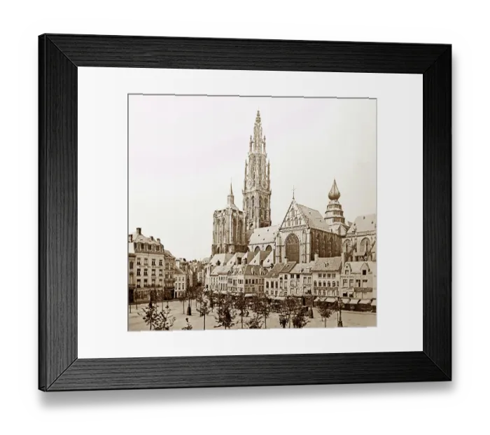 Framed Print : Antwerp Cathedral, Victorian period Framed Print : Antwerp Cathedral, Victorian period