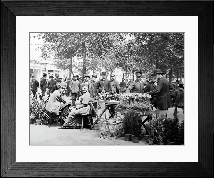 Framed Print : Antwerp Flower Market, Victorian period Framed Print : Antwerp Flower Market, Victorian period
