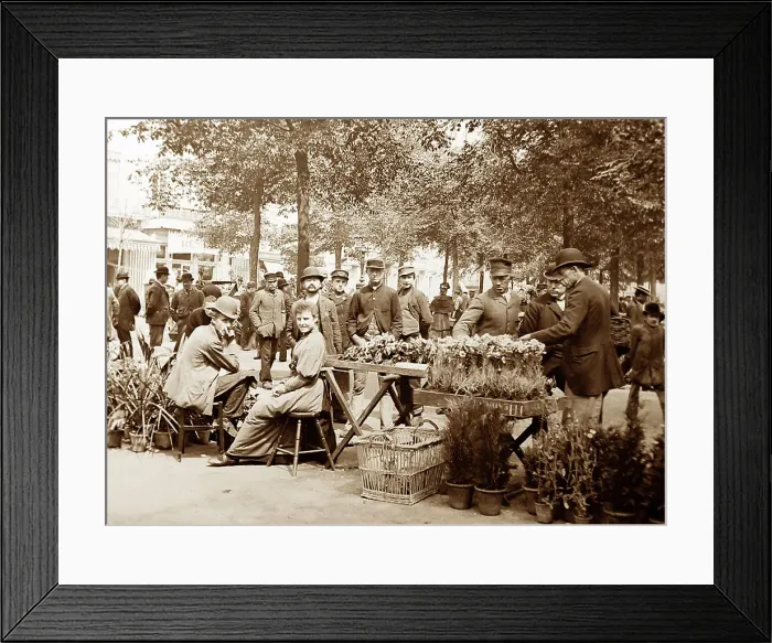 Framed Print : Antwerp Flower Market, Victorian period Framed Print : Antwerp Flower Market, Victorian period