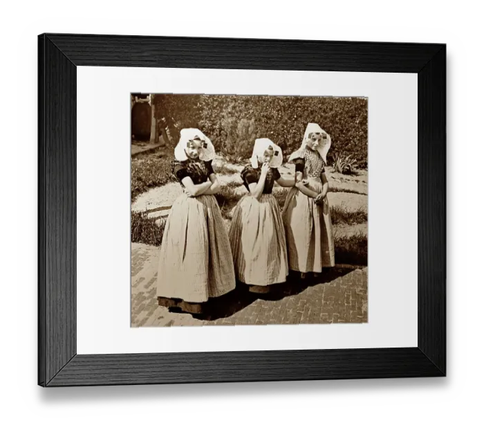 Framed Print : Girls in traditional Zeeland dress, Belgium