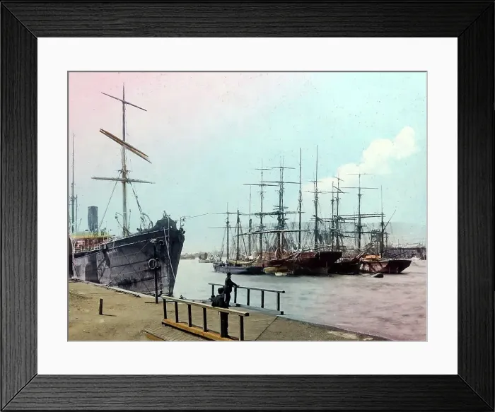 Framed Print : Cardiff Docks, Wales, Victorian period Framed Print : Cardiff Docks, Wales, Victorian period