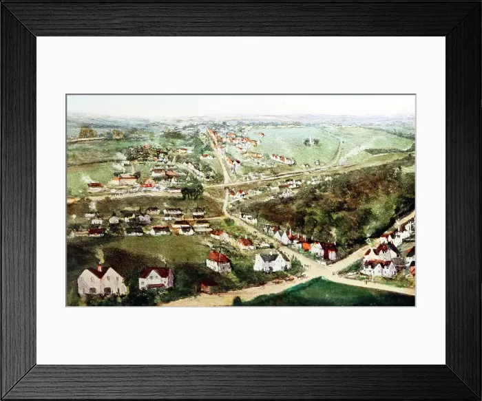 Framed Print : Architect drawing, Letchworth Garden City, early 1900s Framed Print : Architect drawing, Letchworth Garden City, early 1900s