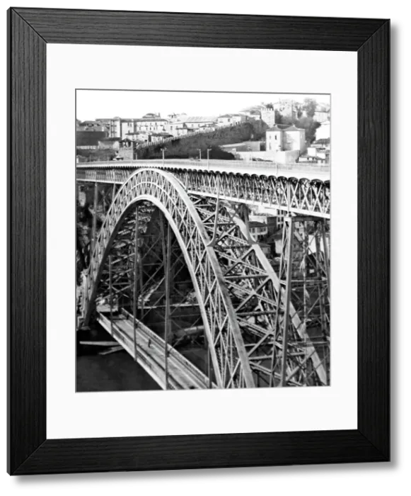 Framed Print : Porto Bridge, Portugal, early 1900s Framed Print : Porto Bridge, Portugal, early 1900s