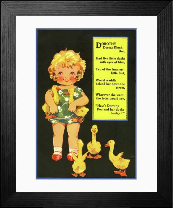 Framed Print : Girl and five ducks Framed Print : Girl and five ducks