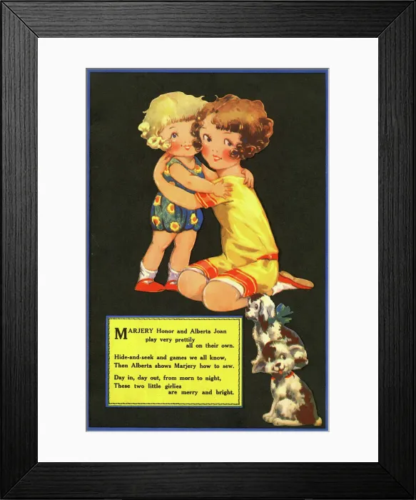 Framed Print : Two Girls and dogs Framed Print : Two Girls and dogs