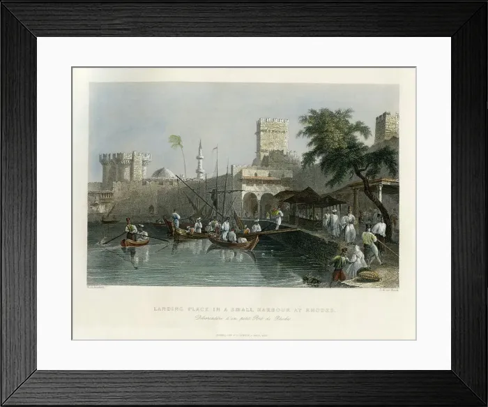 Framed Print : Landing Place in a small Harbour at Rhodes, Greece Framed Print : Landing Place in a small Harbour at Rhodes, Greece