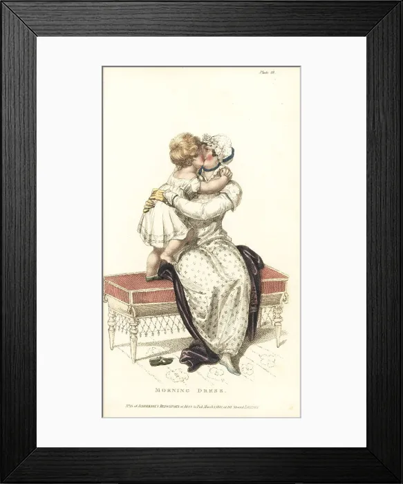 Framed Print : Regency mother and child playing on a sofa, 1810 Framed Print : Regency mother and child playing on a sofa, 1810