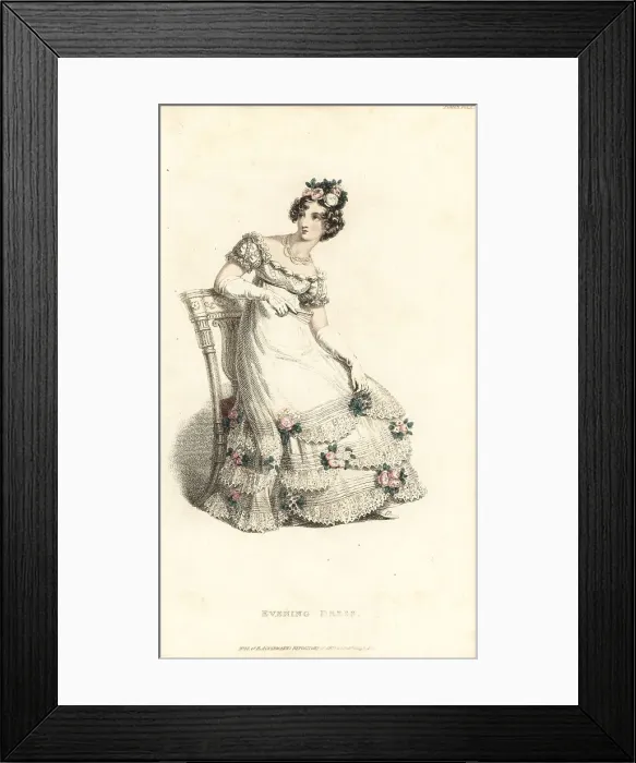 Framed Print : Regency lady in evening dress, 1820 Framed Print : Regency lady in evening dress, 1820