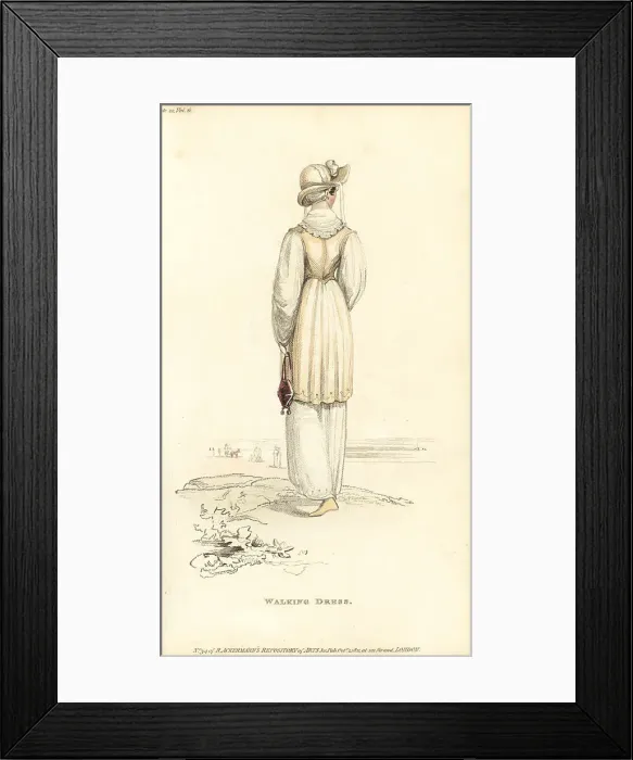 Framed Print : Regency woman strolling on a beach, 1811 Framed Print : Regency woman strolling on a beach, 1811