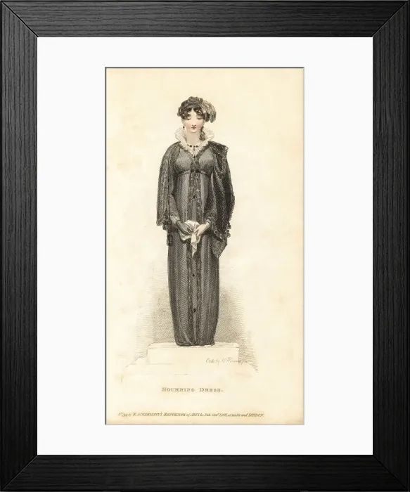 Framed Print : Regency woman in mourning dress of iron-grey velvet Framed Print : Regency woman in mourning dress of iron-grey velvet