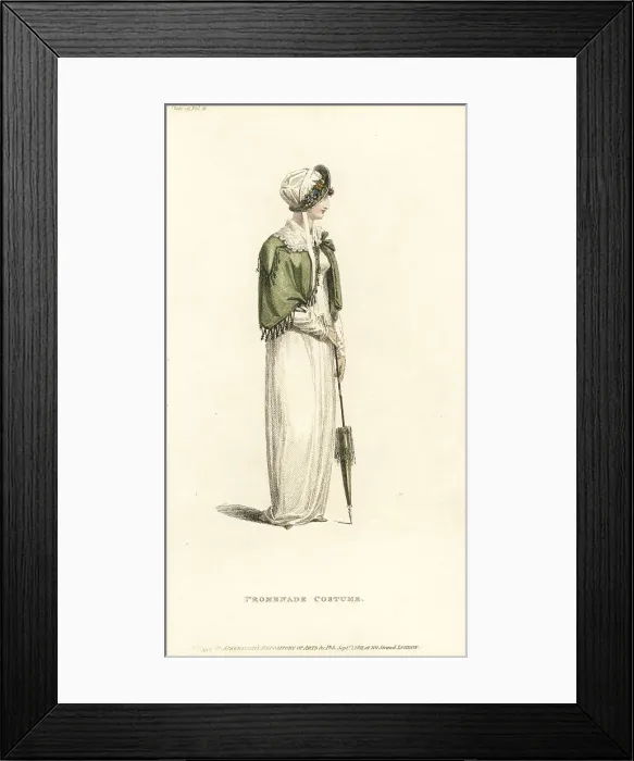 Framed Print : Regency woman in promenade dress, 1811 Framed Print : Regency woman in promenade dress, 1811
