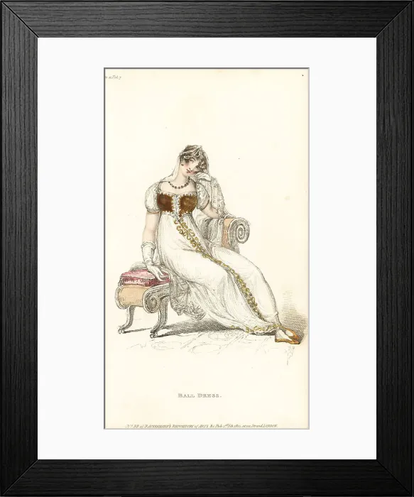 Framed Print : Regency woman lounging on a sofa at a ball, 1812 Framed Print : Regency woman lounging on a sofa at a ball, 1812