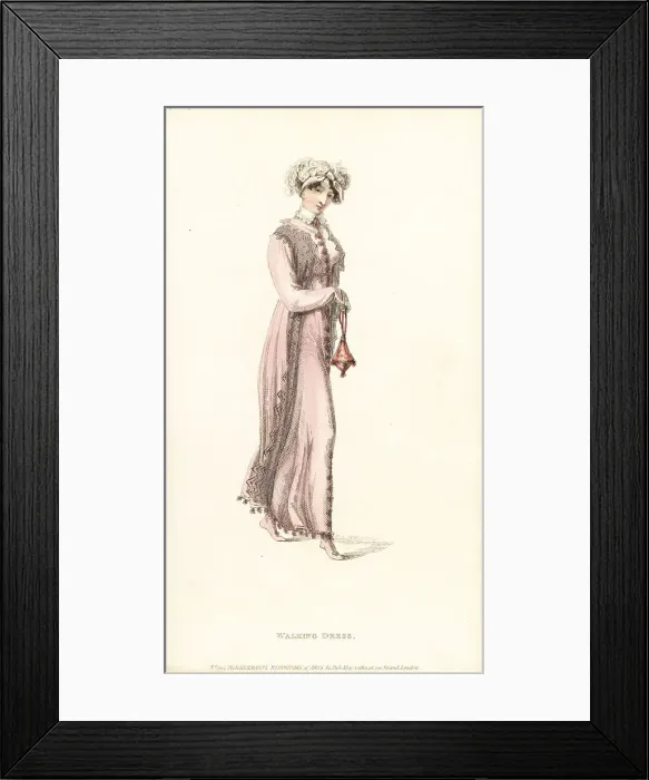 Framed Print : Regency woman stepping out in a walking dress Framed Print : Regency woman stepping out in a walking dress