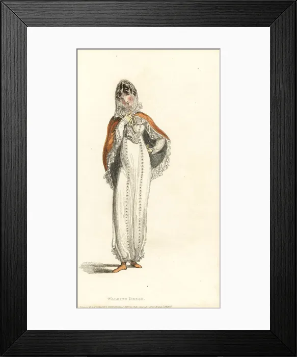 Framed Print : Regency woman in Spanish hussar cloak, 1812 Framed Print : Regency woman in Spanish hussar cloak, 1812