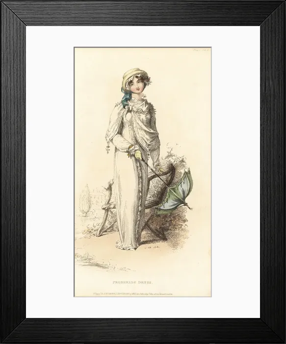 Framed Print : Regency woman strolling in the grounds of a stately home Framed Print : Regency woman strolling in the grounds of a stately home