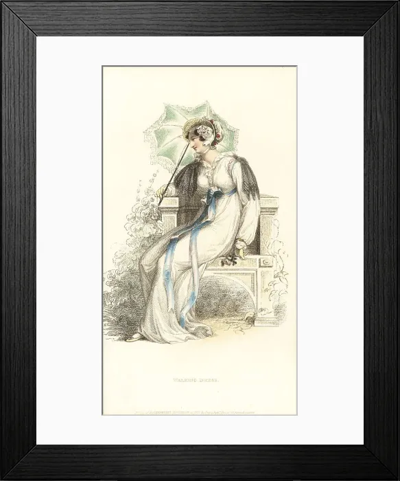 Framed Print : Regency woman resting sitting on a stone chair Framed Print : Regency woman resting sitting on a stone chair