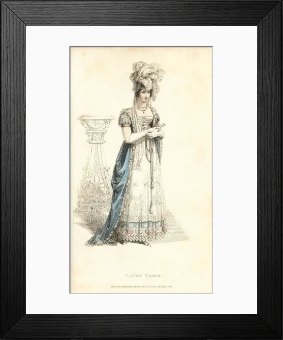 Framed Print : Regency woman in court dress, 1820 Framed Print : Regency woman in court dress, 1820