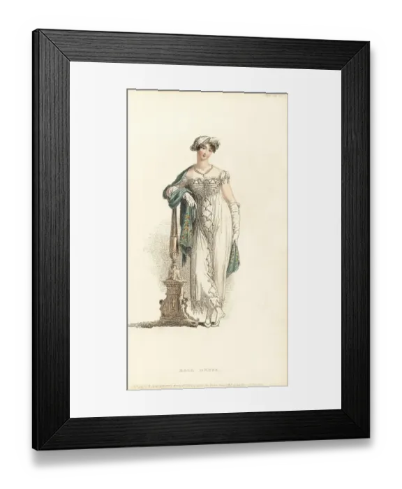 Framed Print : Regency woman in ball dress and turban, 1813 Framed Print : Regency woman in ball dress and turban, 1813