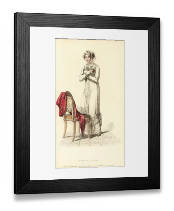 Framed Print : Regency woman in morning dress with almanac Framed Print : Regency woman in morning dress with almanac