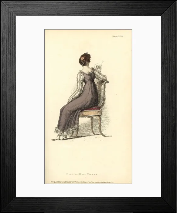 Framed Print : Regency woman looking at an engraving, 1814 Framed Print : Regency woman looking at an engraving, 1814