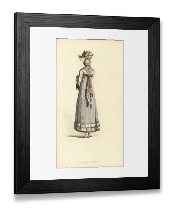 Framed Print : Regency woman in walking dress, 1814 Framed Print : Regency woman in walking dress, 1814
