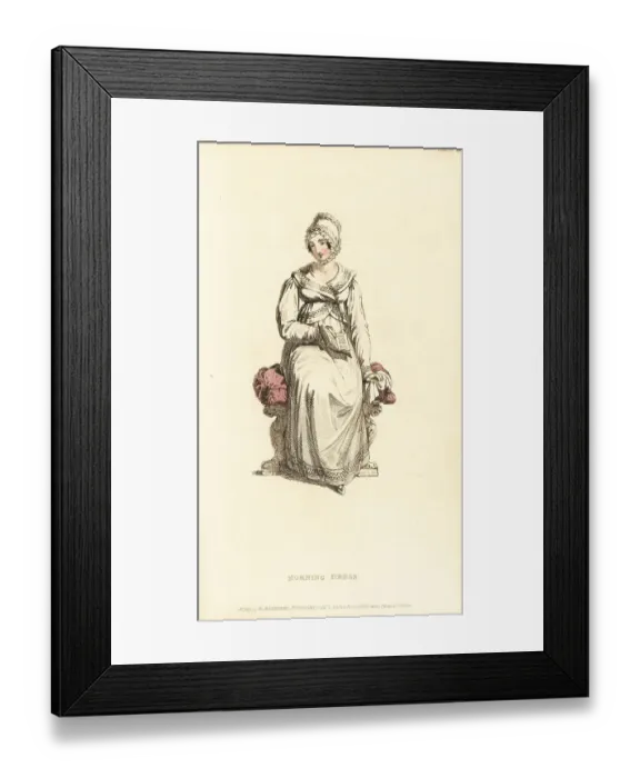 Framed Print : Regency woman in morning dress reading a book, 1815 Framed Print : Regency woman in morning dress reading a book, 1815