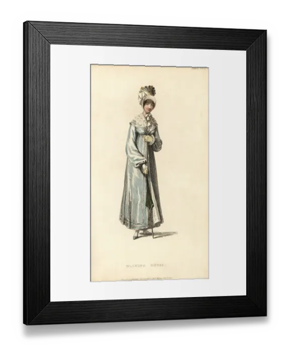 Framed Print : Regency woman in walking dress and pelisse, 1816 Framed Print : Regency woman in walking dress and pelisse, 1816