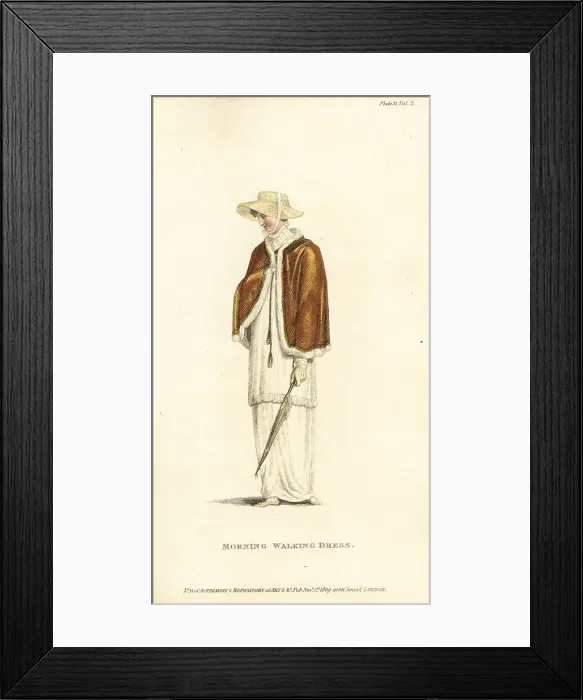 Framed Print : Regency woman in morning walking dress, 1809 Framed Print : Regency woman in morning walking dress, 1809