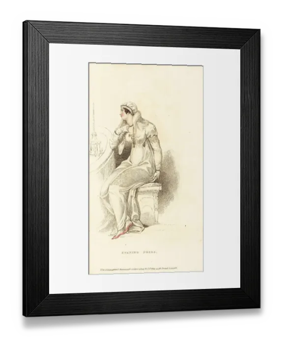 Framed Print : Regency woman in evening dress on a balcony, 1809 Framed Print : Regency woman in evening dress on a balcony, 1809