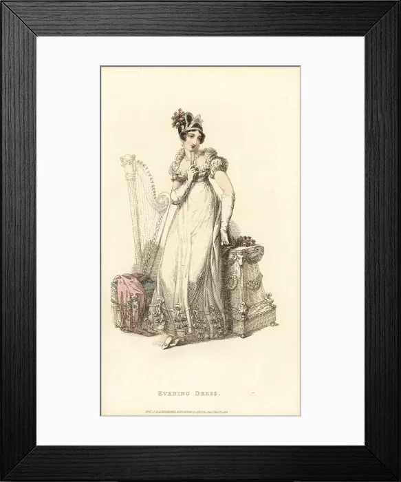 Framed Print : Lady in evening dress for a private concert, 1819 Framed Print : Lady in evening dress for a private concert, 1819