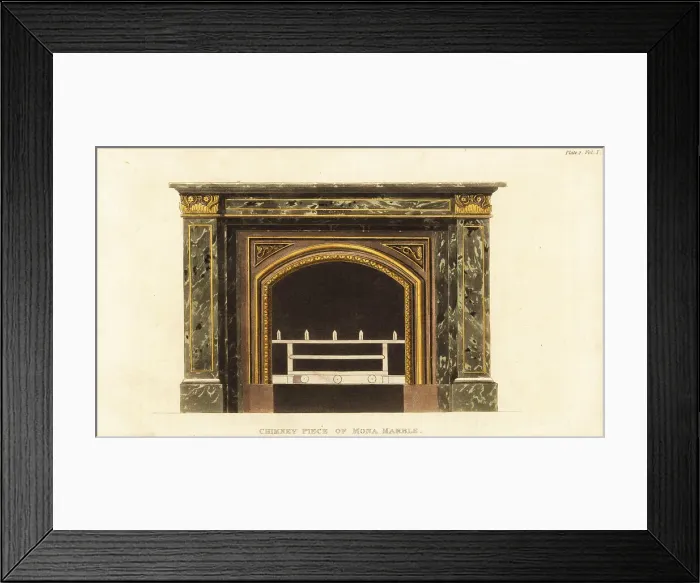 Framed Print : Chimney piece of Mona marble designed by George Bullock Framed Print : Chimney piece of Mona marble designed by George Bullock