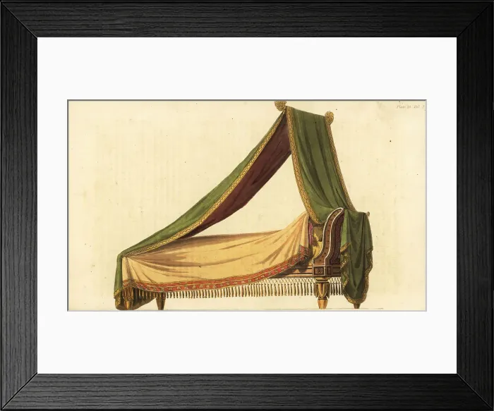 Framed Print : Sofa bed or lit de repos in the French deshabille style Framed Print : Sofa bed or lit de repos in the French deshabille style