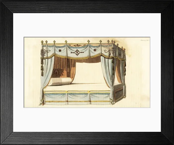 Framed Print : A small four-poster bed for a young lady of fashion Framed Print : A small four-poster bed for a young lady of fashion