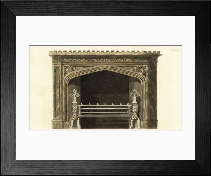 Framed Print : Gothic chimney-piece in Mona marble Framed Print : Gothic chimney-piece in Mona marble