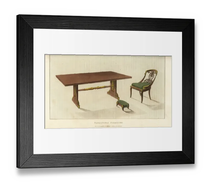 Framed Print : Fashionable furniture, Regency era Framed Print : Fashionable furniture, Regency era