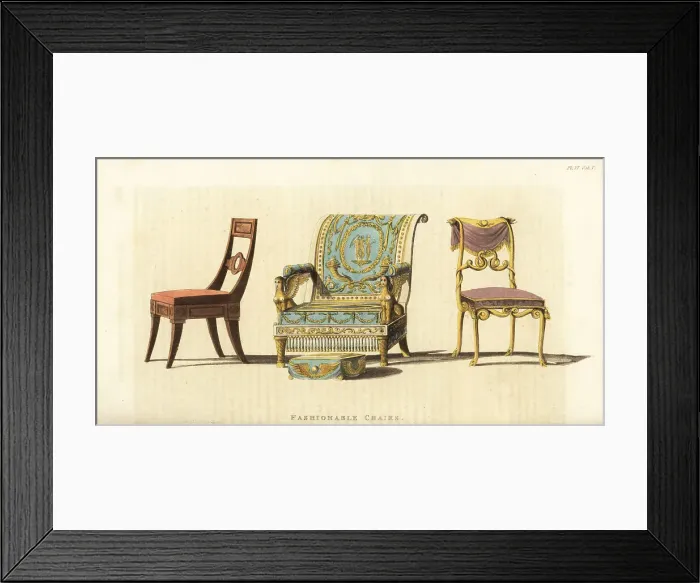 Framed Print : Fashionable chairs, Regency era Framed Print : Fashionable chairs, Regency era